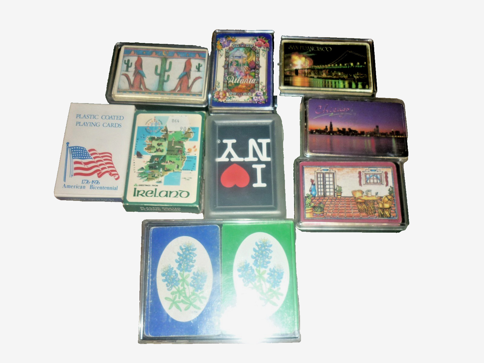 Vintage Souvenir Playing Cards Lot 9 Decks Bicentennial Ireland Travel Plastic Vintage Souvenir Playing Cards Lot 9 Decks Bicentennial Ireland Travel Plastic