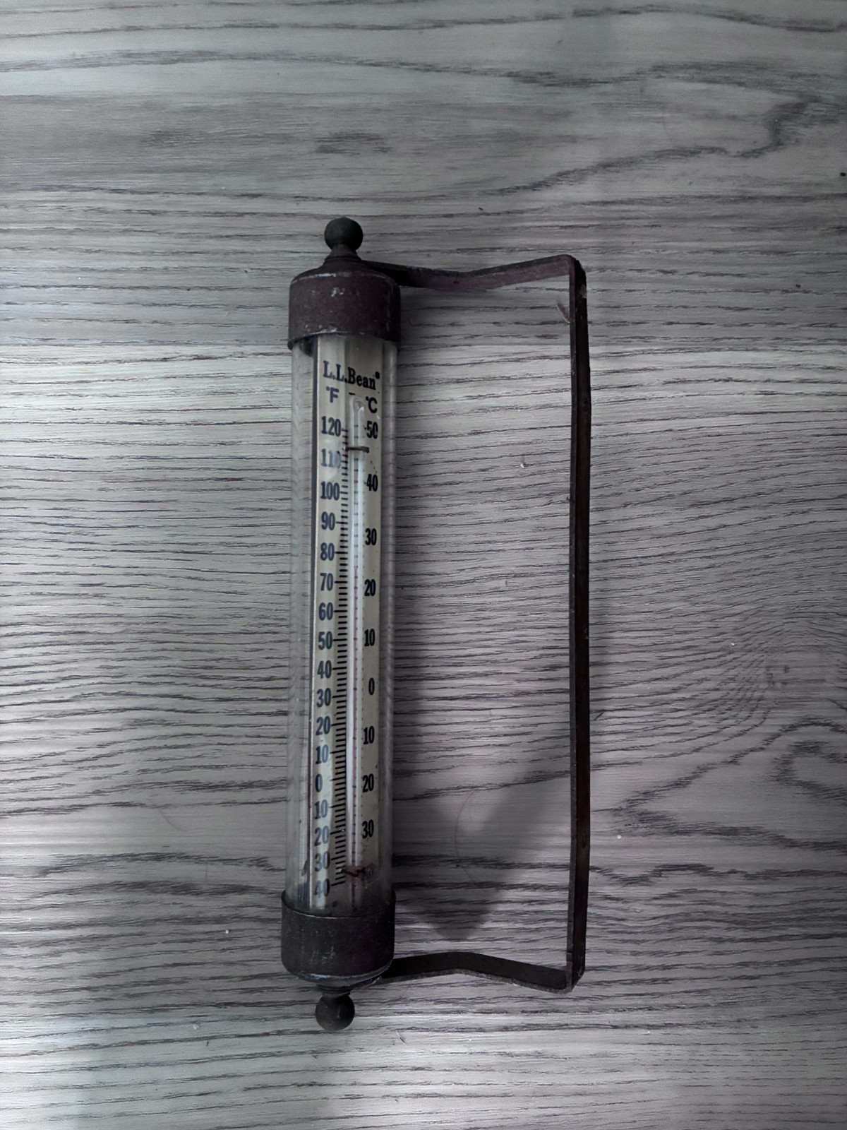Vintage L.L. Bean Metal and Glass Advertising Thermometer Vintage L.L. Bean Metal and Glass Advertising Thermometer