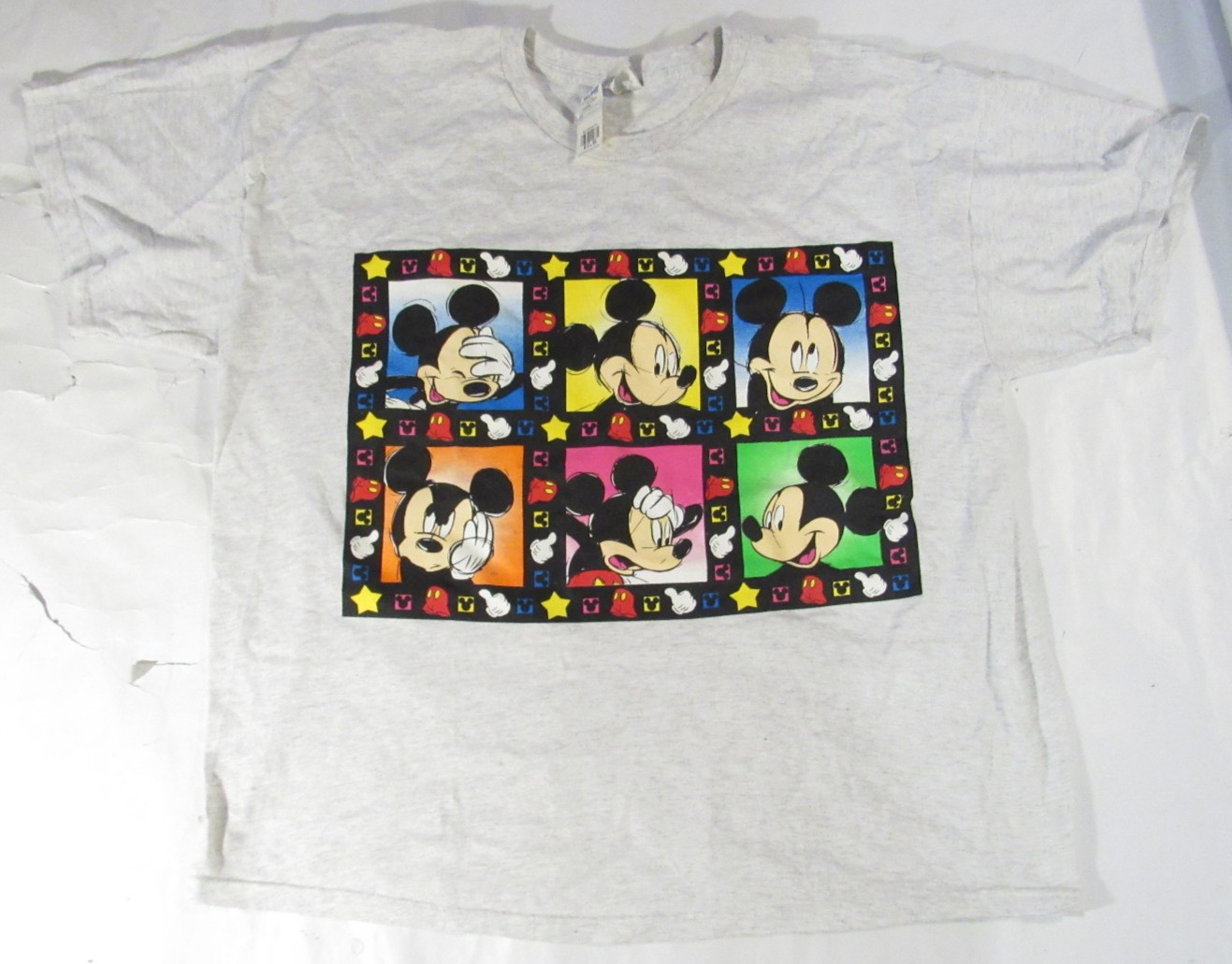 VTG 1996 Disney Many Faces of Mickey Mouse Sketch Gray Shirt XXL NWT
