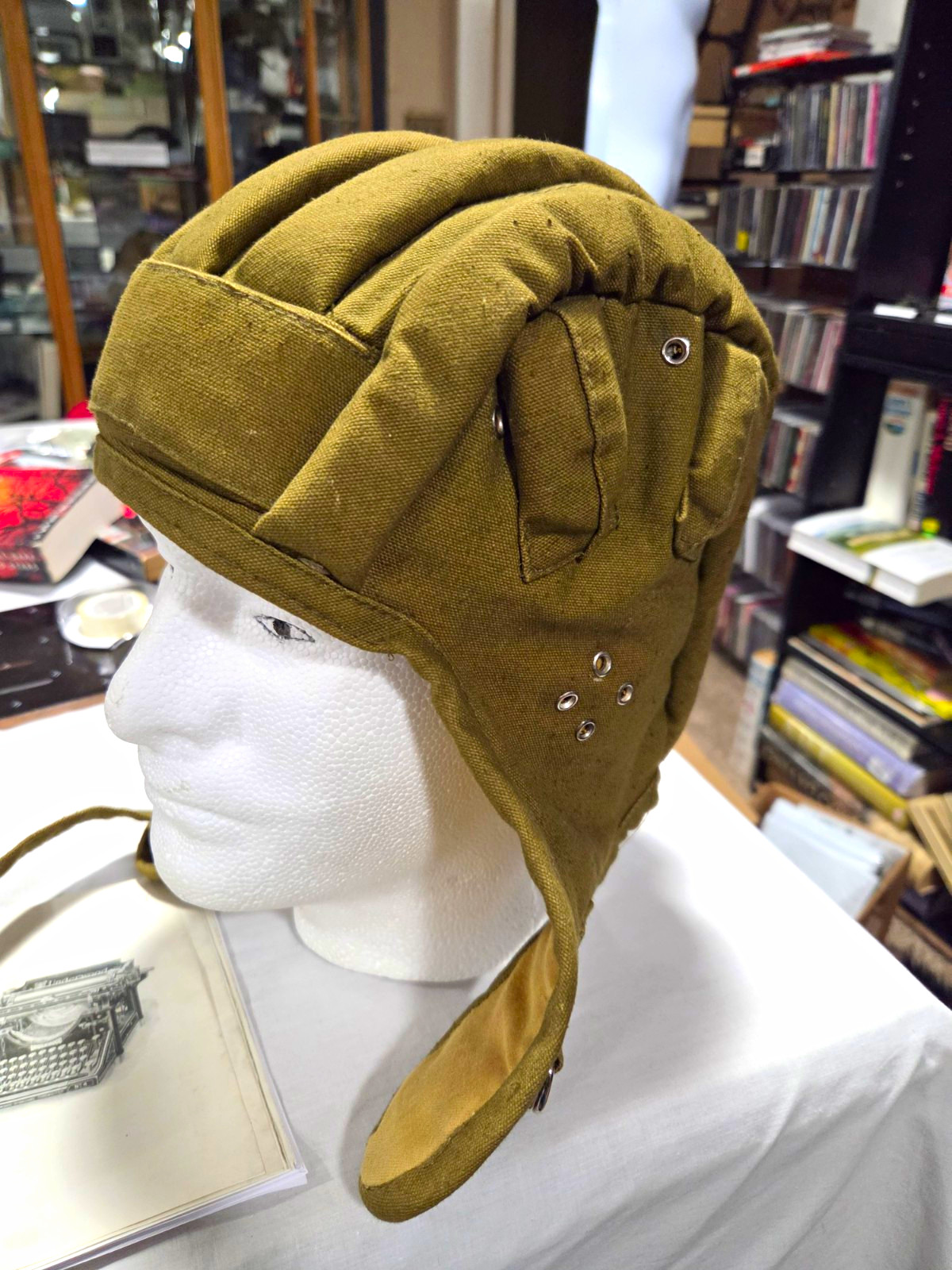 Soviet USSR Tanker Helmet TSh-4 Summer Canvas 56cm Marked 1990 Military Headgear