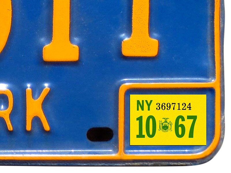 1967 New York Registration, License Plate Sticker, YOM, NY, Tag, DMV 1967 New York Registration, License Plate Sticker, YOM, NY, Tag, DMV