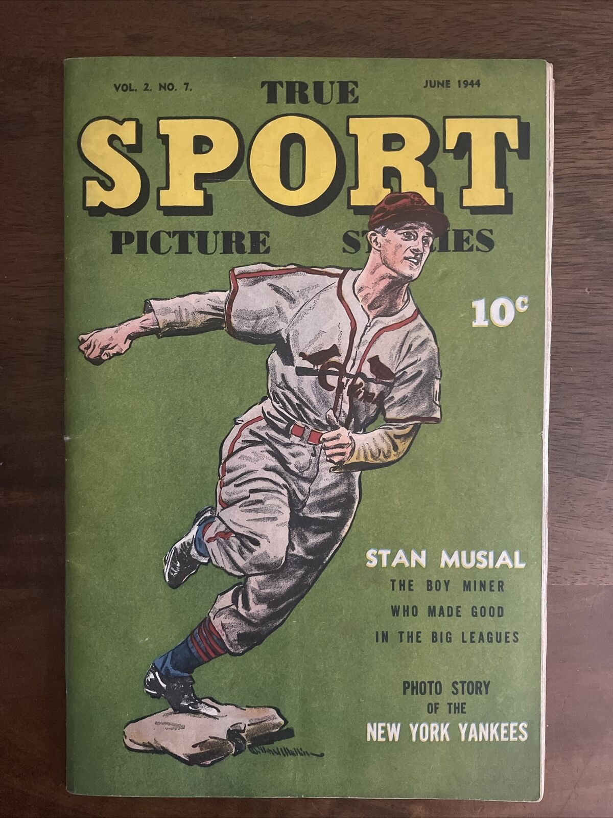 Vintage 1944 True Sports Picture Stories Vol 2 # 7, Stan Musial Cover Yankees