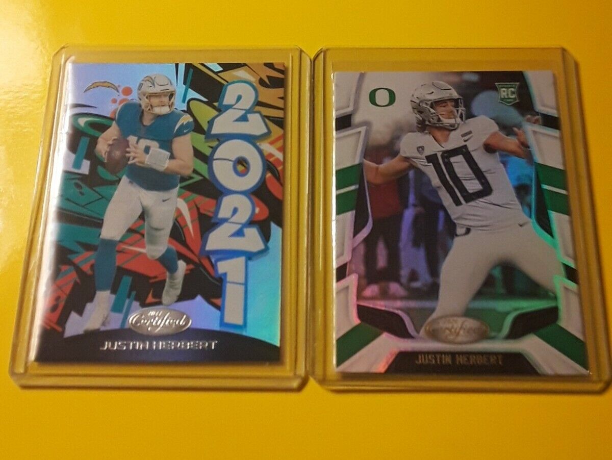 Lot Of 2 2020 Certified Rc Chronicles draft Pick Justin Herbert ,2021 Certified