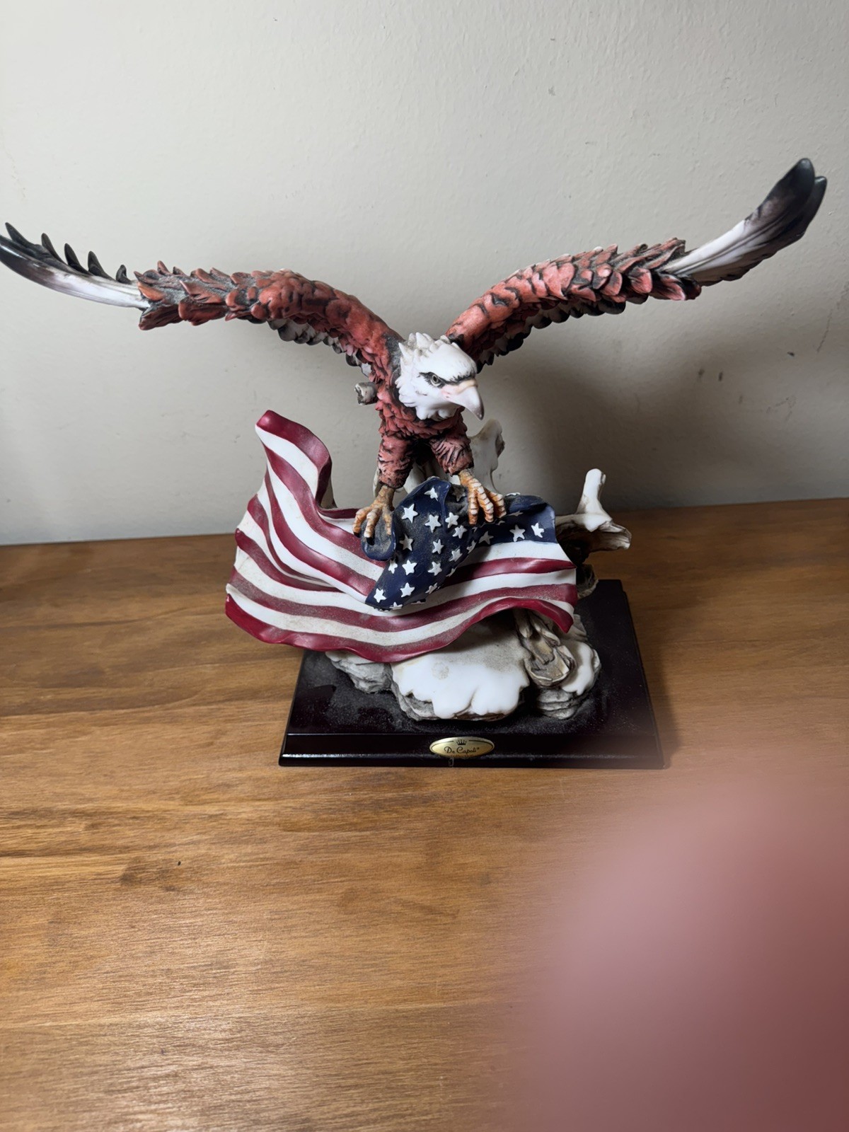 De Capoli Collection Bald Eagle with American Flag Figurine