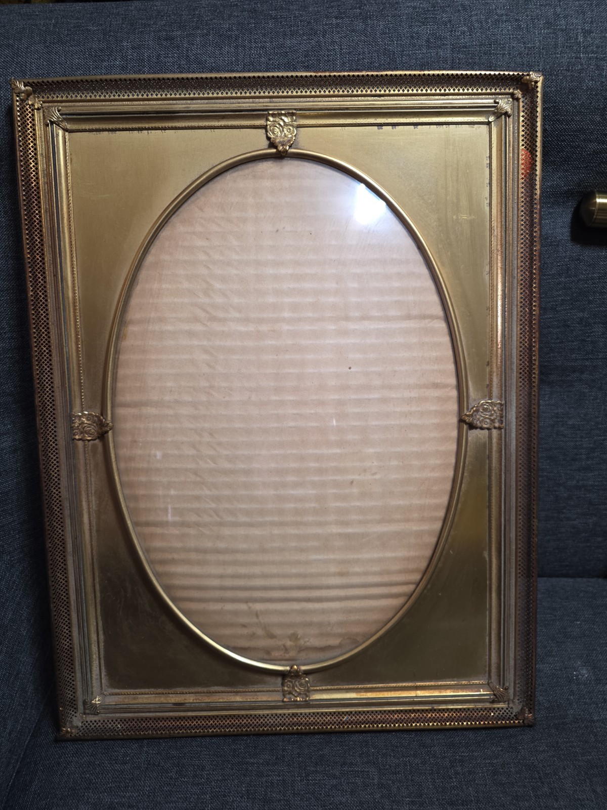 Antique Ornate Brass Covex Glass Picture Frame Gild Finish 16\ Antique Ornate Brass Covex Glass Picture Frame Gild Finish 16\