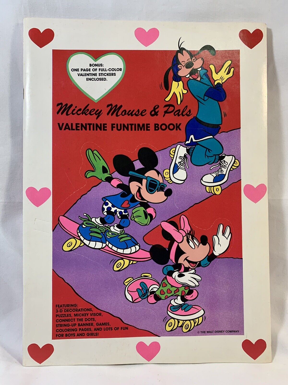 VTG Disney Mickey Mouse & Pals FunTime Valentines Activity Book Large 10”x14”