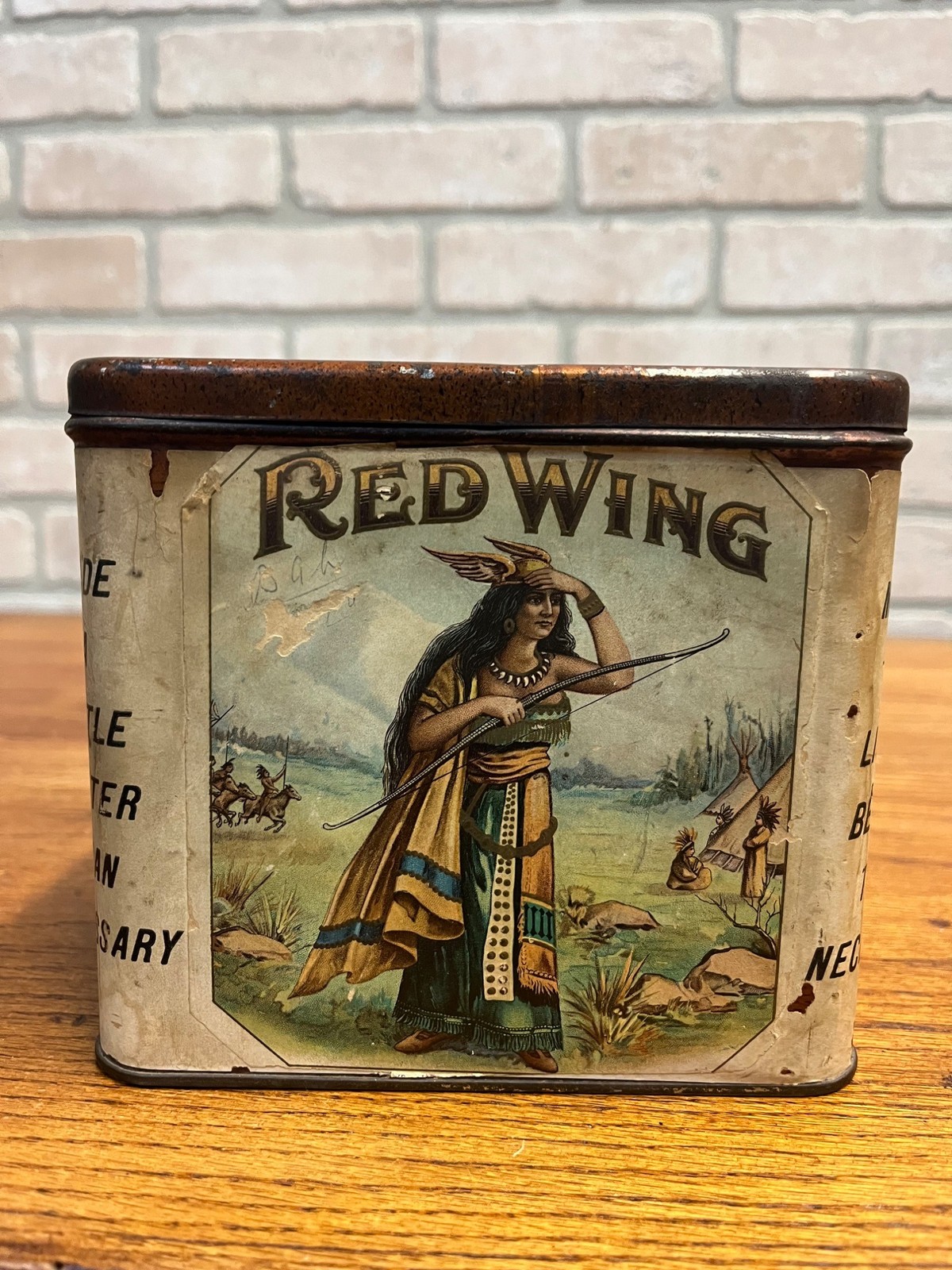 SCARCE Vintage Red Wing Cigar Tin Can Paper Label Litho Ohio SCARCE Vintage Red Wing Cigar Tin Can Paper Label Litho Ohio