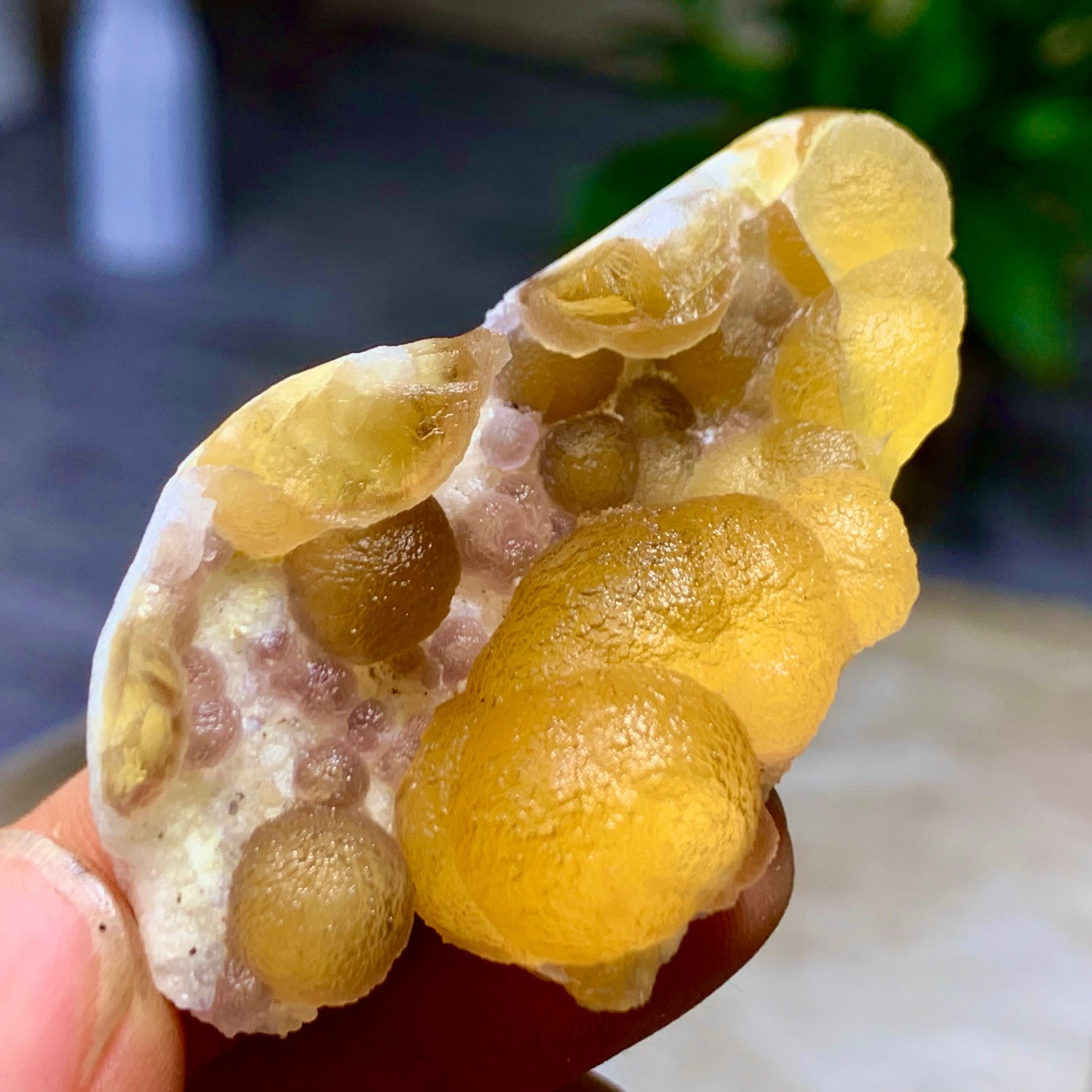 31G Natural transparent Bubble shape Yellow flourite cluster Crystal Sample