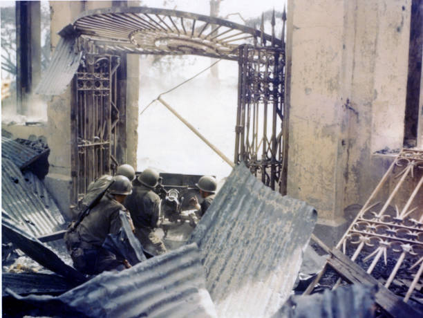 American soldiers from 189th Infantry Regiment 37th Division man a- Old Photo American soldiers from 189th Infantry Regiment 37th Division man a- Old Photo