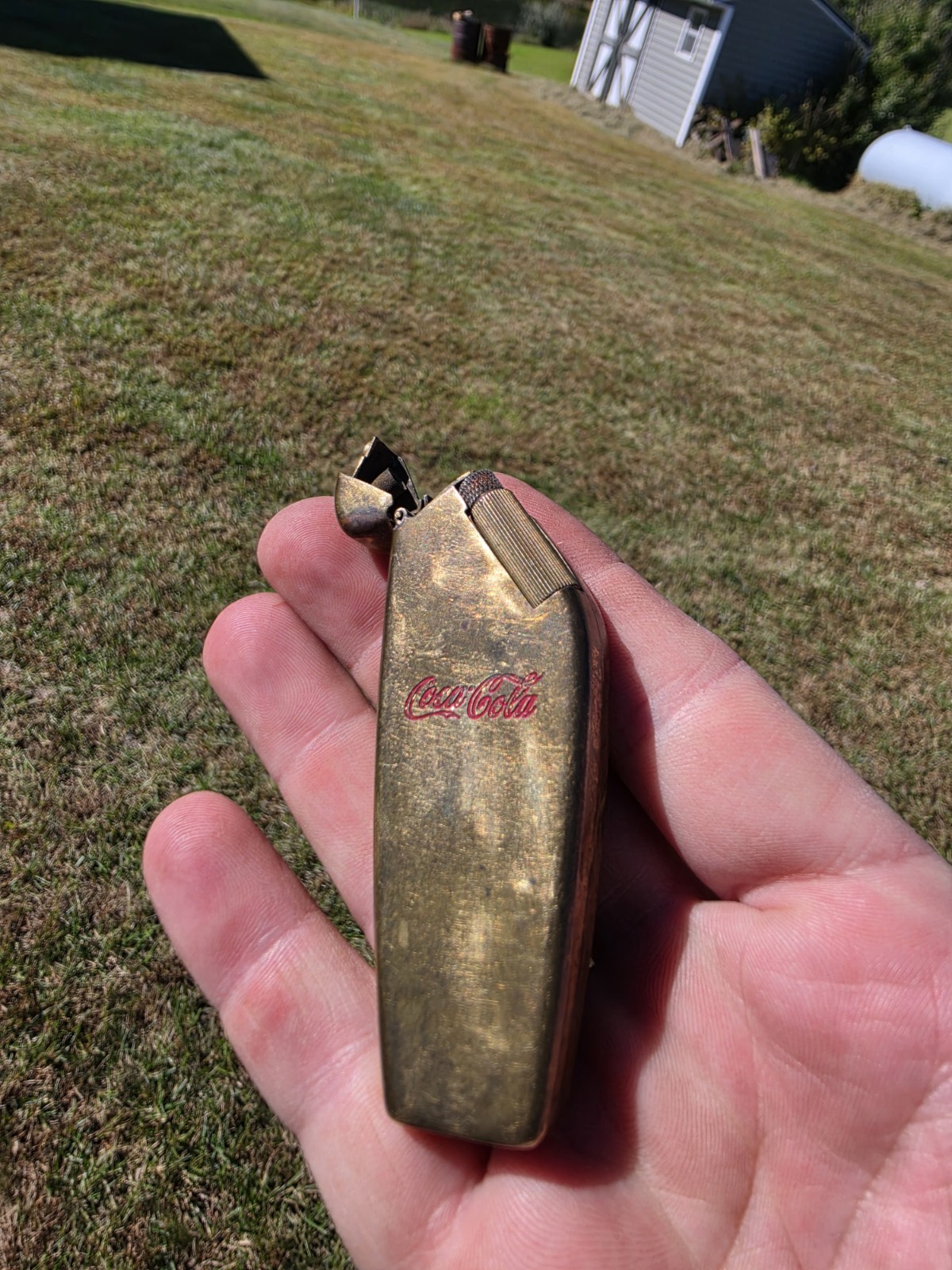 Vintage 1950s Brass Lighter Coca-Cola Advertising Coffin Shaped Rare Retro Flip