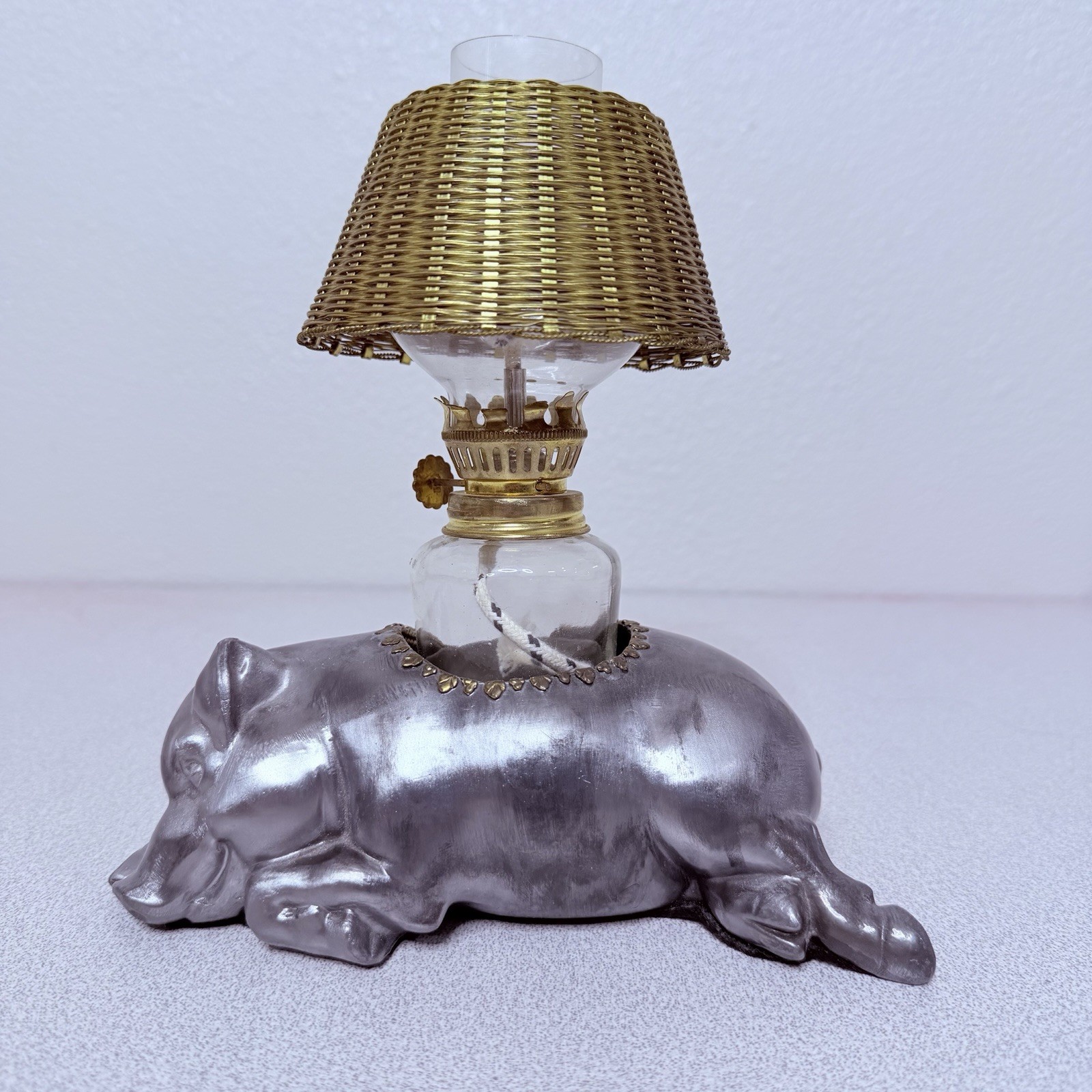 VTG Morton’s Steakhouse Petites Choses Pewter Pig Oil Lamp Complete Unused VTG Morton’s Steakhouse Petites Choses Pewter Pig Oil Lamp Complete Unused