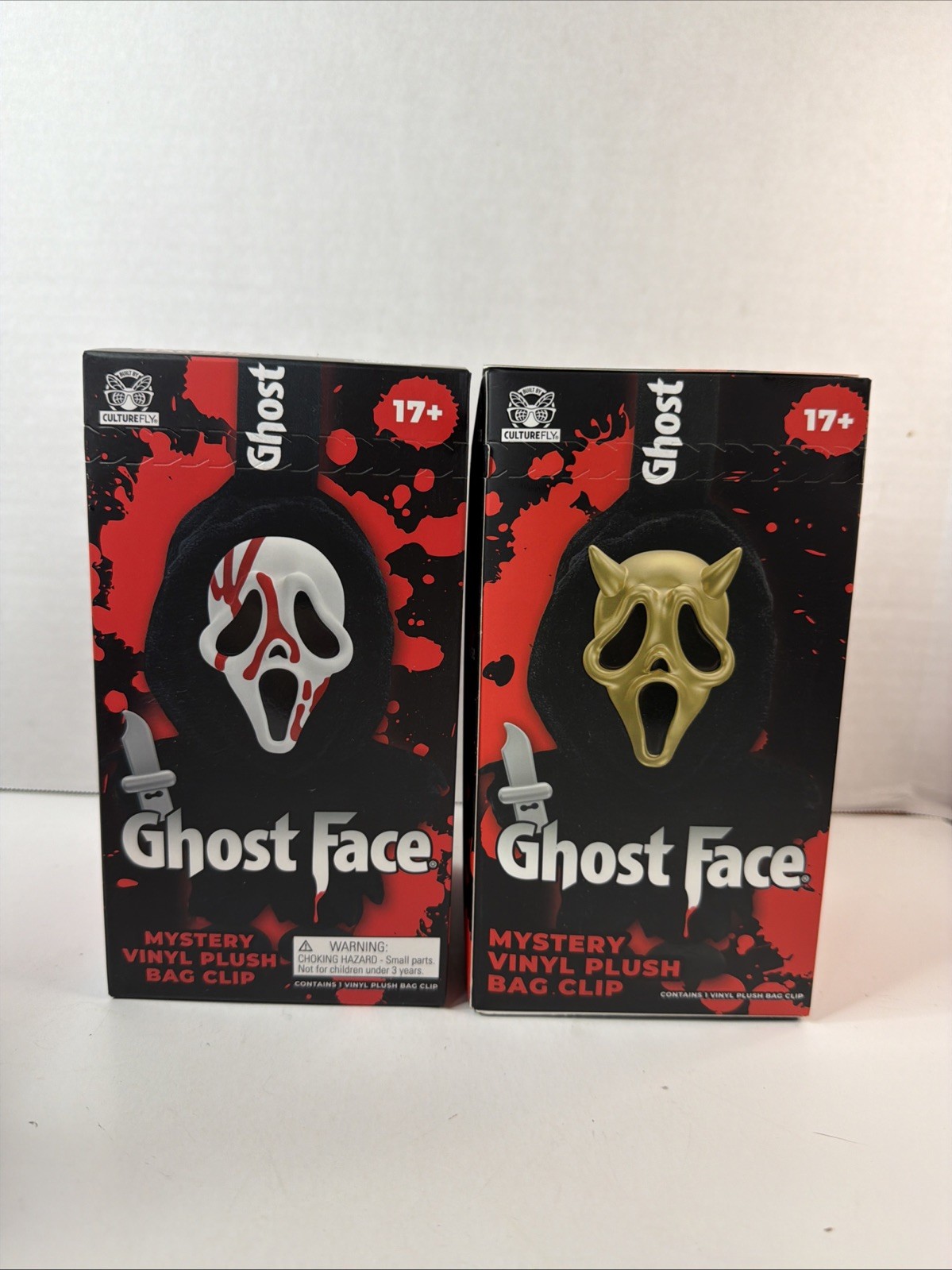 NEW CultureFly Ghost Face Mystery Vinyl Plush Bag Clip Blind Box LOT OF 2 NEW CultureFly Ghost Face Mystery Vinyl Plush Bag Clip Blind Box LOT OF 2