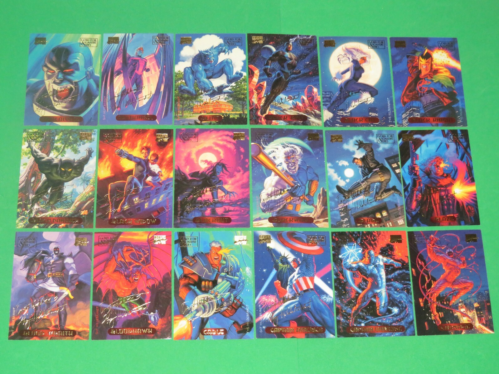 1994 MARVEL MASTERPIECES SERIES 3 GOLD FOIL SIGNATURE PARALLEL 140 CARD SET RARE 1994 MARVEL MASTERPIECES SERIES 3 GOLD FOIL SIGNATURE PARALLEL 140 CARD SET RARE