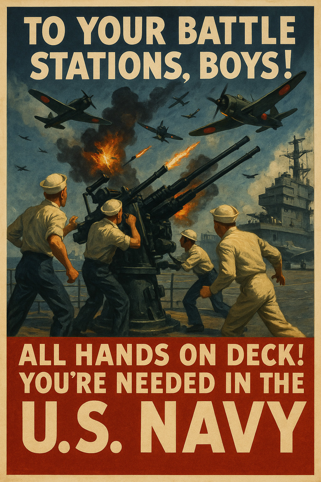 WWII U.S. Navy Recruitment Poster - 24x36β - RARE Reproduction π WWII U.S. Navy Recruitment Poster - 24x36β - RARE Reproduction π