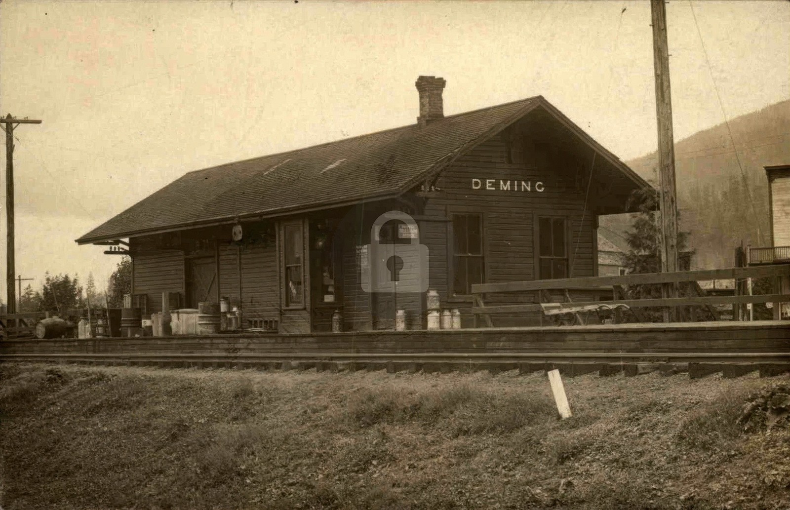 Deming WA Washington Train Station Depot c1910 RPPC Photo Postcard COPY Deming WA Washington Train Station Depot c1910 RPPC Photo Postcard COPY