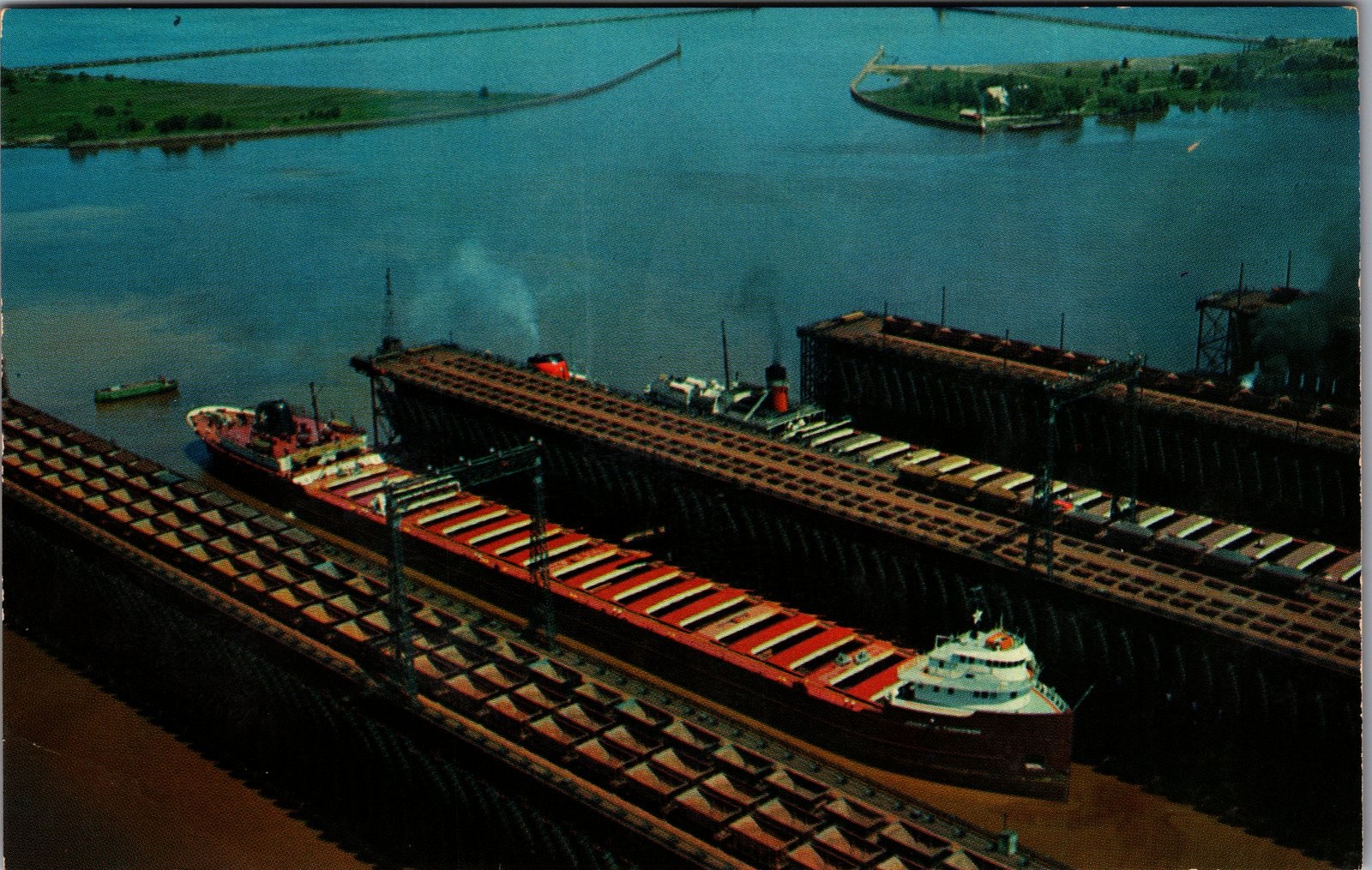 Vintage Postcard Superior WI Giant Freighter Loading Ore Great Lakes Shipping Vintage Postcard Superior WI Giant Freighter Loading Ore Great Lakes Shipping