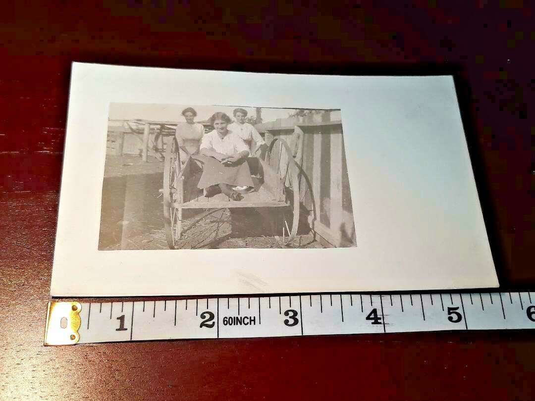 Vintage Ladies Sitting In A Wagon Outside Home RPPC Photo Postcard ~ Ships Free Vintage Ladies Sitting In A Wagon Outside Home RPPC Photo Postcard ~ Ships Free