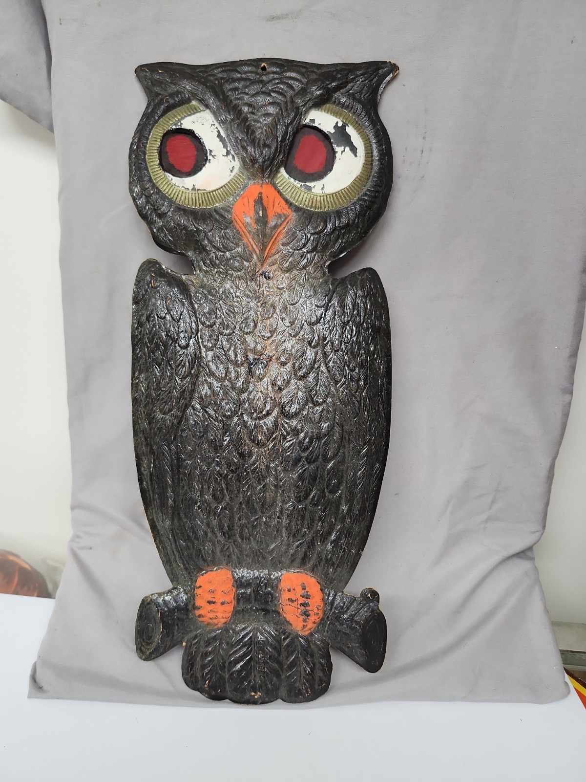 VTG Antique 1920-30s Embossed Die Cut Black Owl Halloween Germany 15.5\ VTG Antique 1920-30s Embossed Die Cut Black Owl Halloween Germany 15.5\