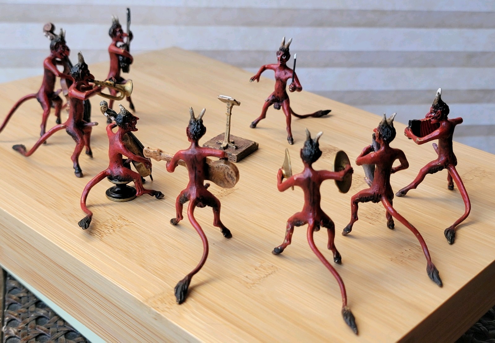 Cold Painted Bronze Devil Orchestra SIGNED Cold Painted Bronze Devil Orchestra SIGNED