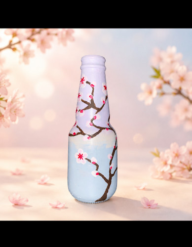 Meranda's Hand Painted Glass Miniature Vase Cherry Blossom Meranda's Hand Painted Glass Miniature Vase Cherry Blossom