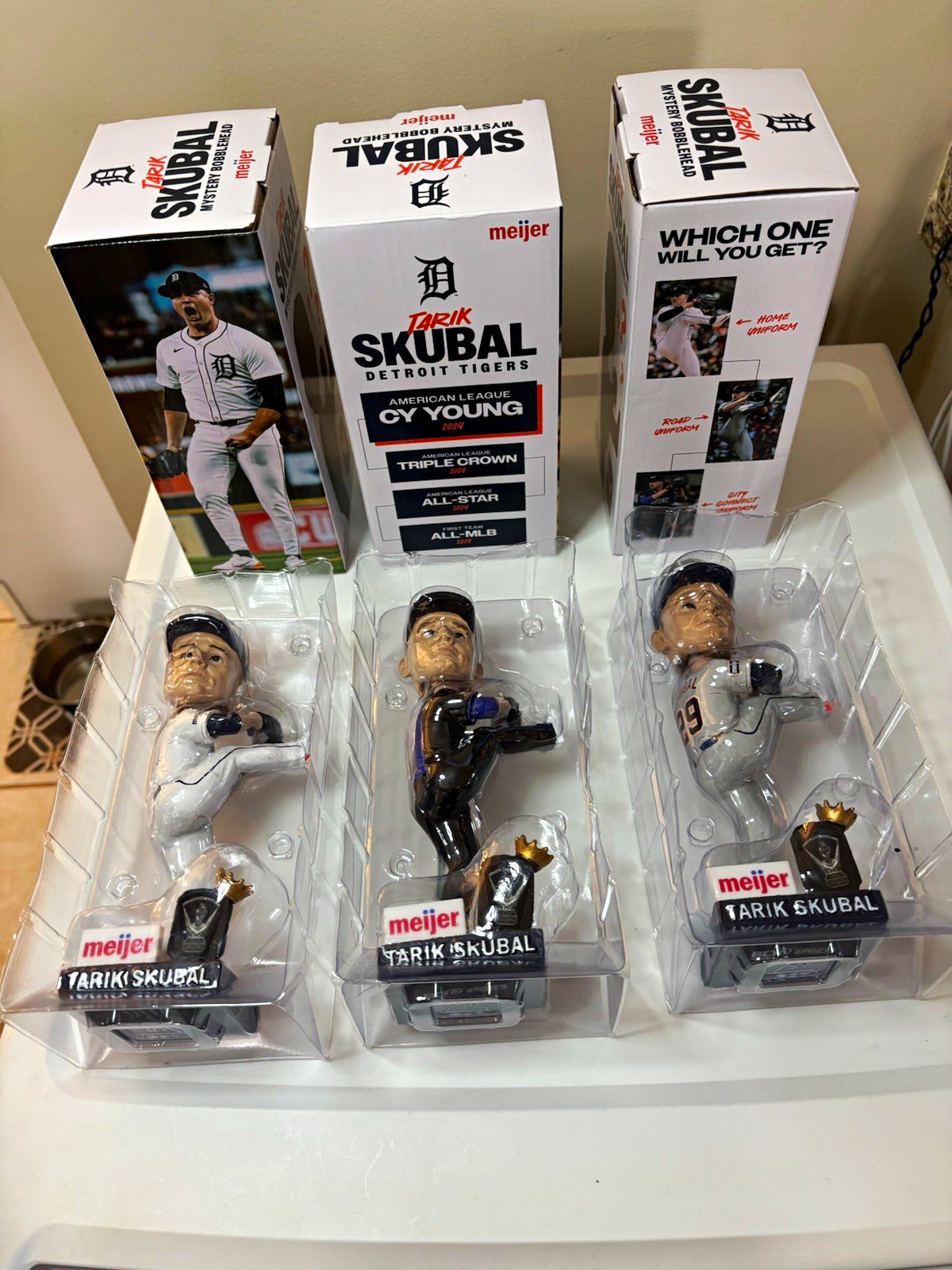 Tarik Skubal Detroit Tigers  2025 Cy Young  Bobblehead 3-Pack w/ Boxes