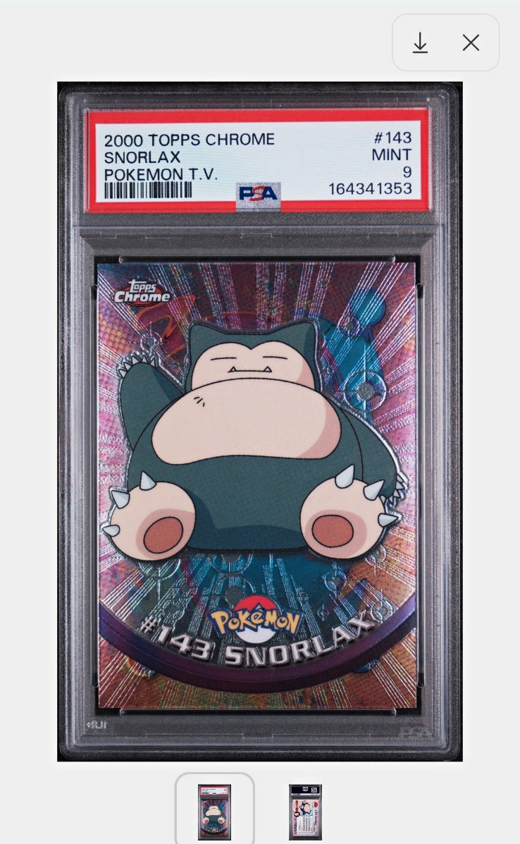 PSA 9 Topps Chrome Snorlax #143 Pokemon T.V 2000 PSA 9 Topps Chrome Snorlax #143 Pokemon T.V 2000