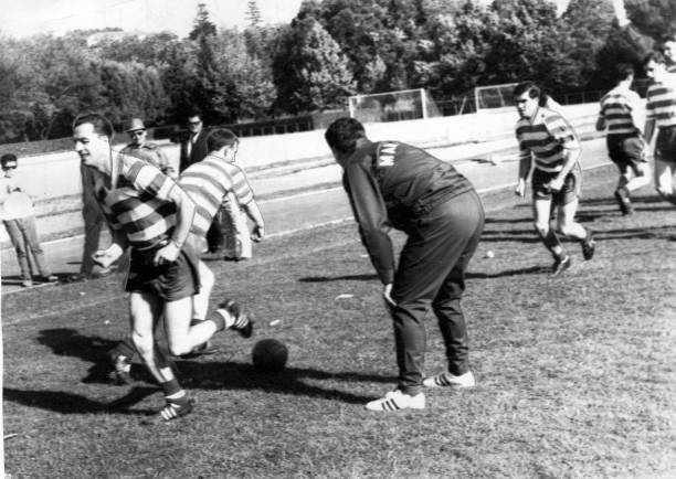 Celtic players training in Lisbon Portugal ahead of their his- 1967 Old Photo Celtic players training in Lisbon Portugal ahead of their his- 1967 Old Photo