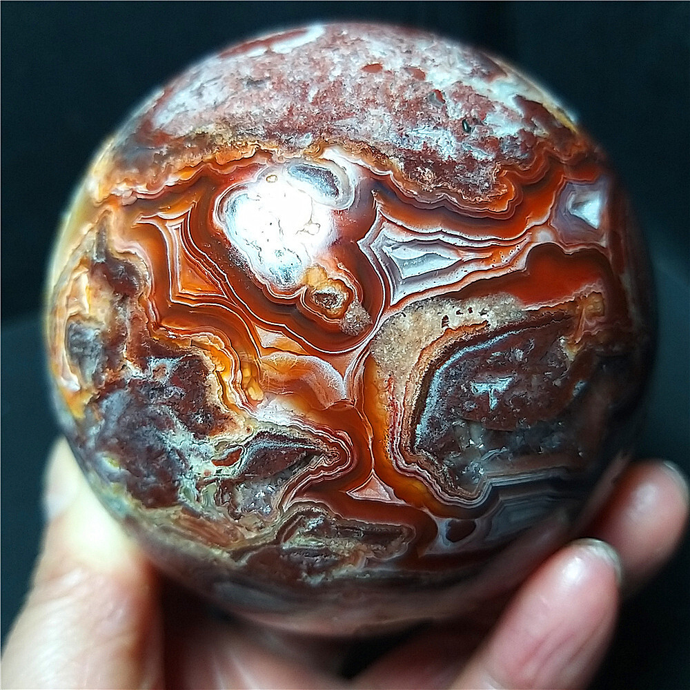 TOP 695G Natural Polished Mexico Banded Agate Stone Sphere Ball Healing  A3924