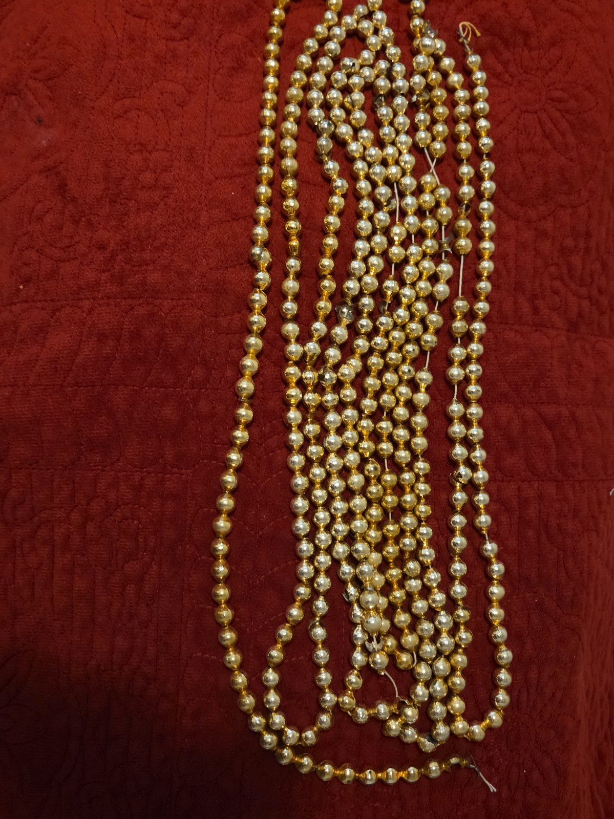 50s Vintage Mercury Glass Gold garland Japan 13 Feet