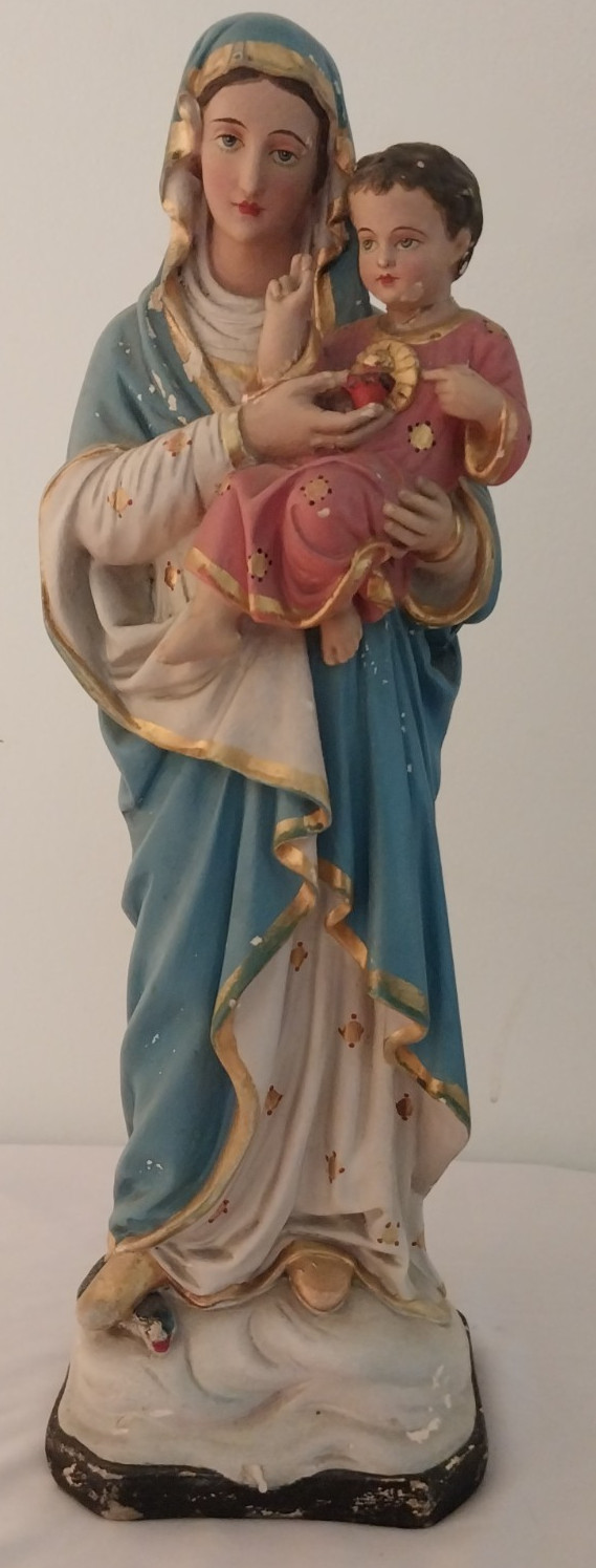 VTG Madonna and Child, Jesus Mary Chalkware Painted Statue 16.25\ VTG Madonna and Child, Jesus Mary Chalkware Painted Statue 16.25\