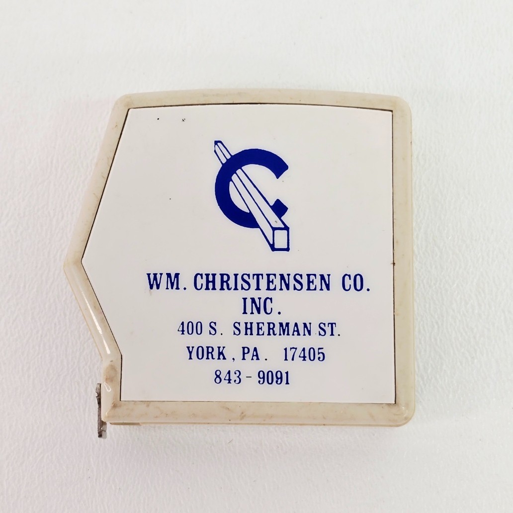 Vintage WM. Christensen Co. York PA. Plastic Case Metal Lufkin Measuring Tape Vintage WM. Christensen Co. York PA. Plastic Case Metal Lufkin Measuring Tape