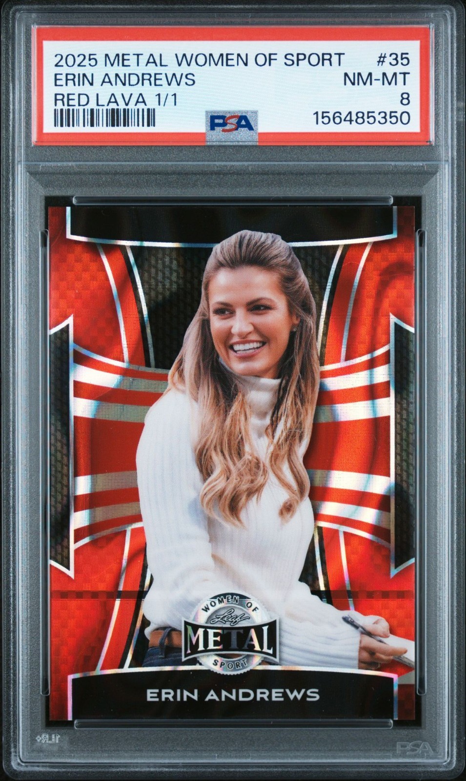 2025 LEAF METAL WOMEN OF SPORT RED LAVA 1/1 #35 ERIN ANDREWS 1/1 PSA 8 2025 LEAF METAL WOMEN OF SPORT RED LAVA 1/1 #35 ERIN ANDREWS 1/1 PSA 8
