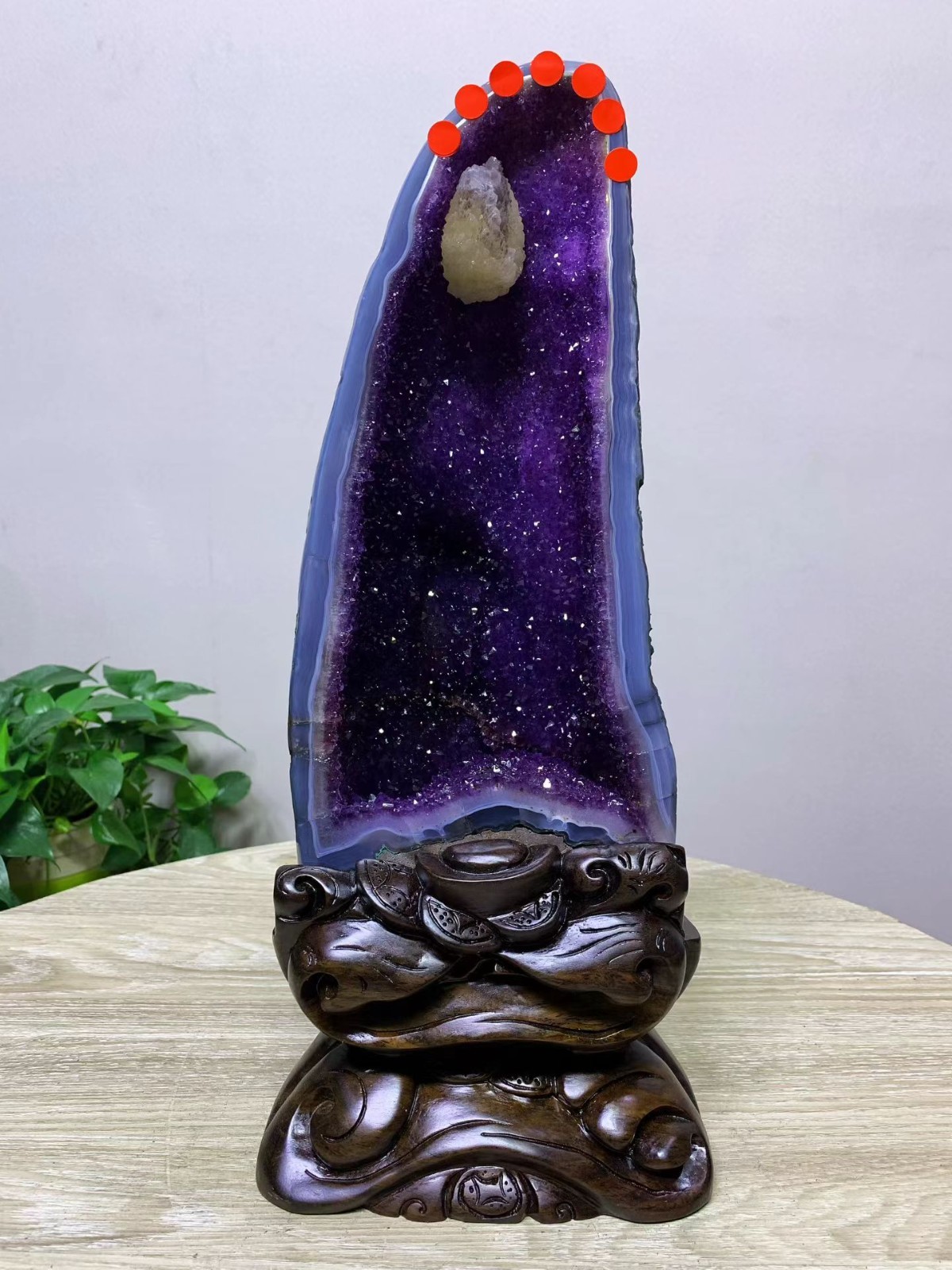 19.36lb Natural Amethyst Geode Cathedral quartz Crystal Cluster Specimen Healing