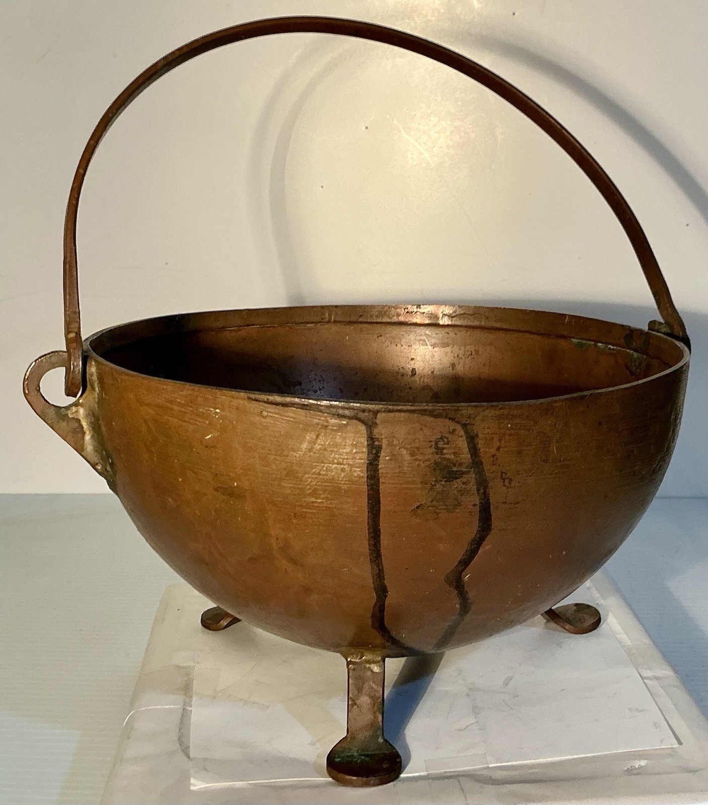 ANTIQUE 19TH CENTURY HANDCRAFTED SOLID COPPER CAULDRON ANTIQUE 19TH CENTURY HANDCRAFTED SOLID COPPER CAULDRON
