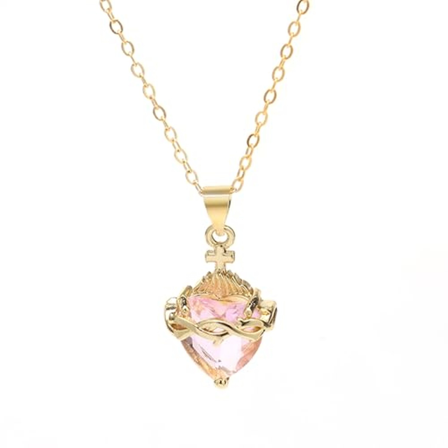 Sacred Heart of Jesus Necklace for Women Heart of Mary Necklace pink-4 Sacred Heart of Jesus Necklace for Women Heart of Mary Necklace pink-4