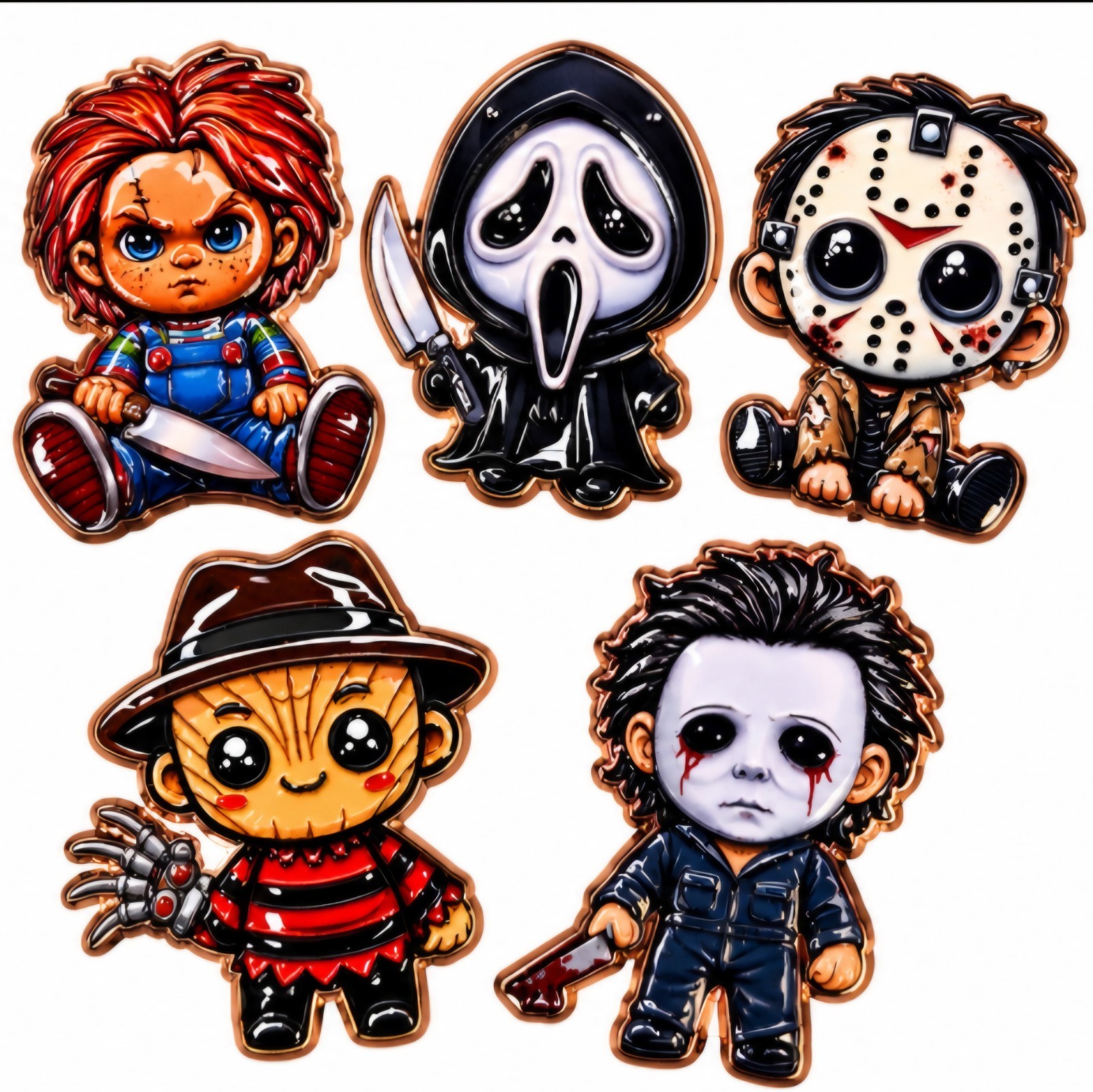 Halloween Chibi Limited Mintage 5 Piece Set 999 Fine Copper Bar Estate Sale Lot Halloween Chibi Limited Mintage 5 Piece Set 999 Fine Copper Bar Estate Sale Lot