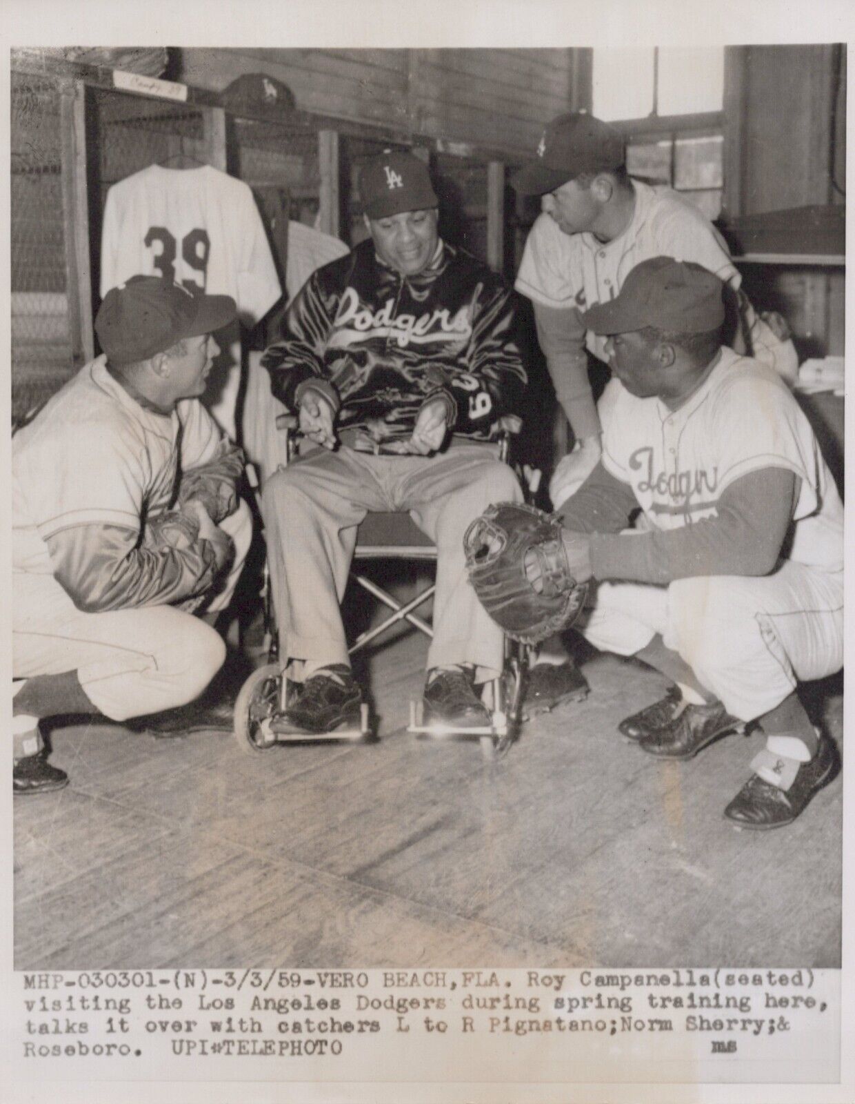 BASEBALL MLB HOF ROY CAMPANELLA LOS ANGELES DODGERS 1959 ORIGINAL Photo 745