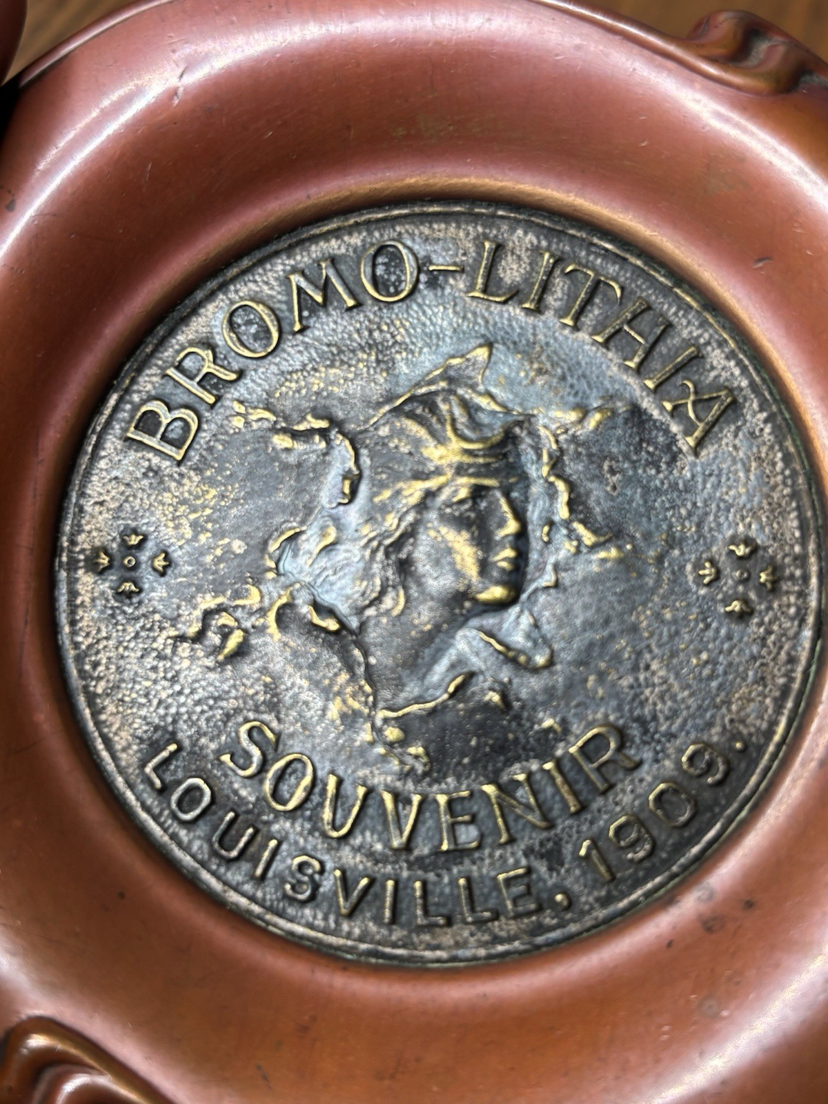 Antique 1909 Bromo Lithia Apothecary Advertising Tip Tray Sign Louisville KY
