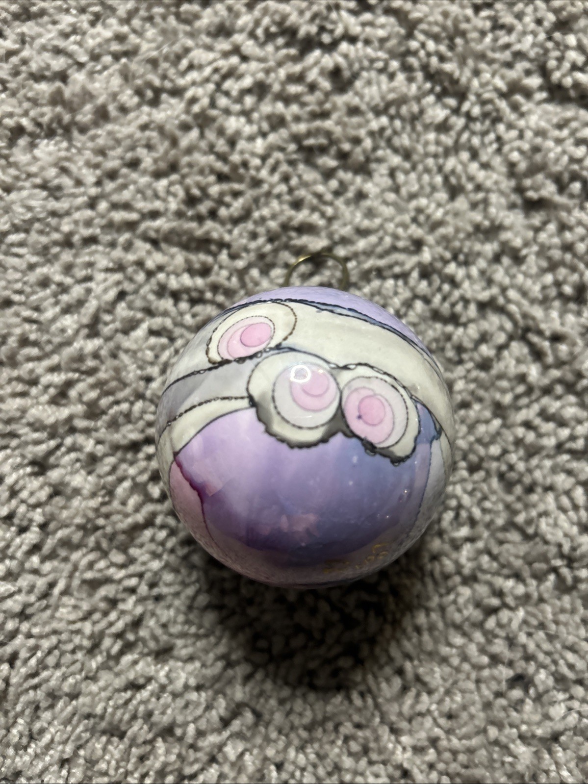 Vintage 1987 Hand Blown Glass Ornament Hand Painted Purple Vintage 1987 Hand Blown Glass Ornament Hand Painted Purple
