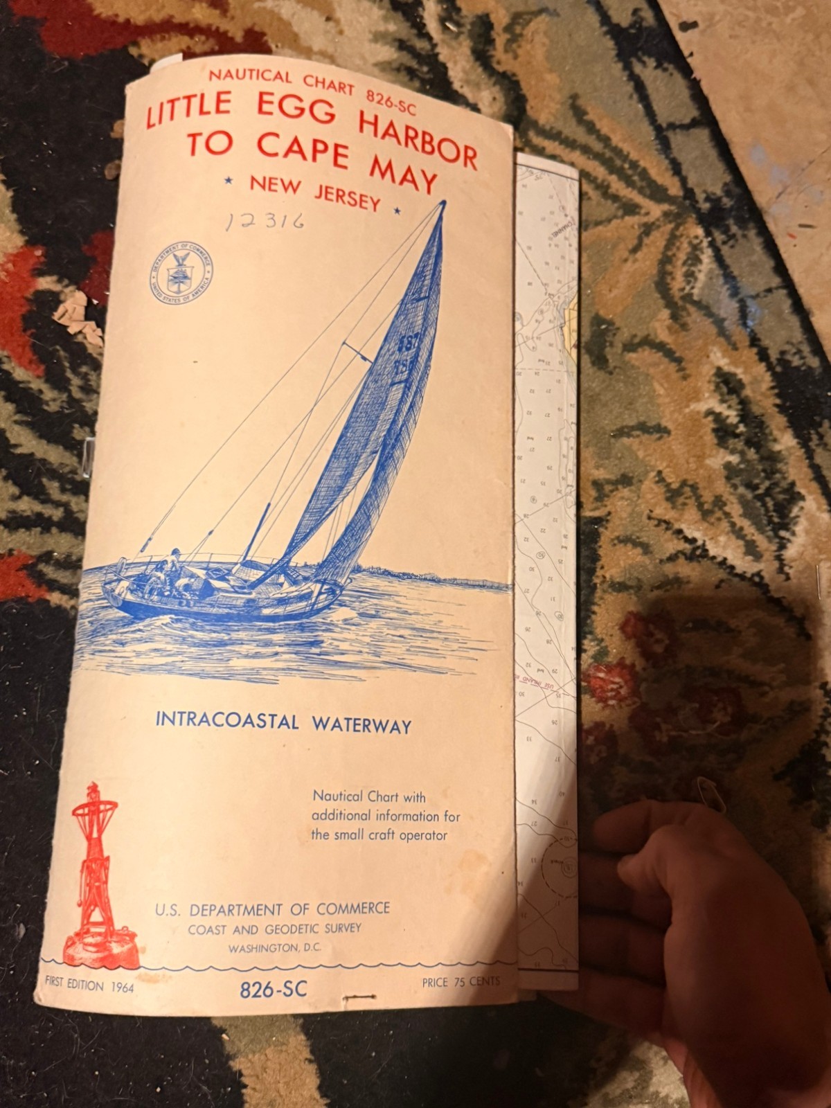 Vintage 1964 Nautical Chart Folder - Little Egg Harbor to Cape May NJ - First Ed Vintage 1964 Nautical Chart Folder - Little Egg Harbor to Cape May NJ - First Ed