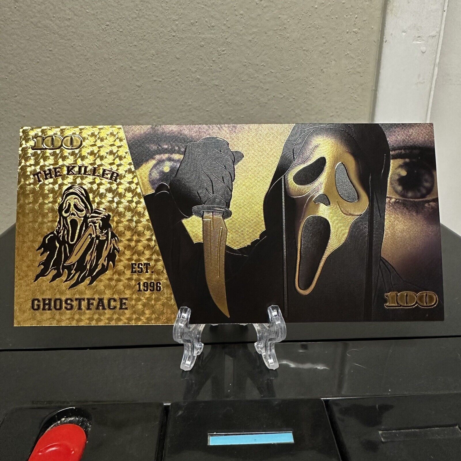 24k Gold Foil Plated Scream Ghostface Banknote Horror Movie Collectible