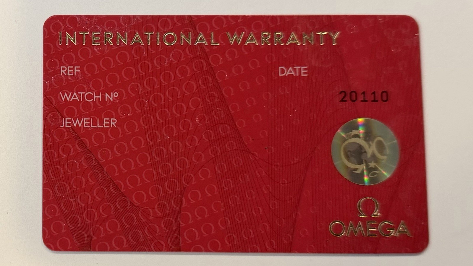 Omega Authentic International Warranty Certificate Omega Authentic International Warranty Certificate