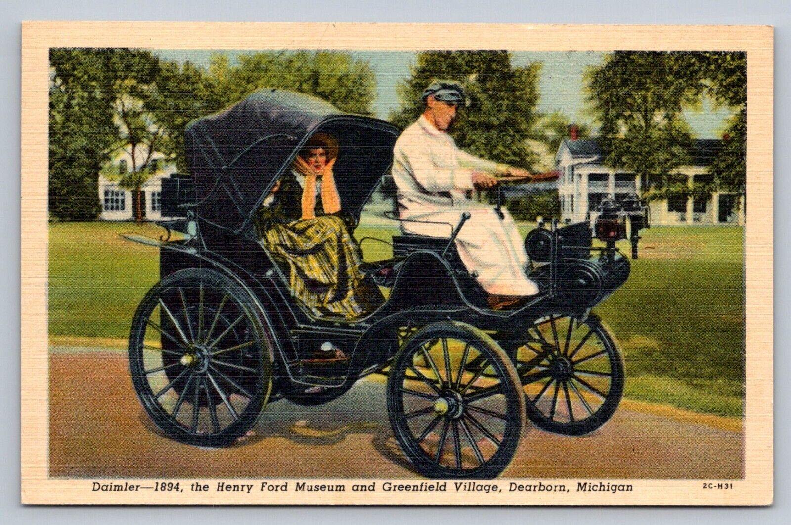 Postcard Michigan Dearborn Greenfield Village 1894 Daimler H Ford Museum D802