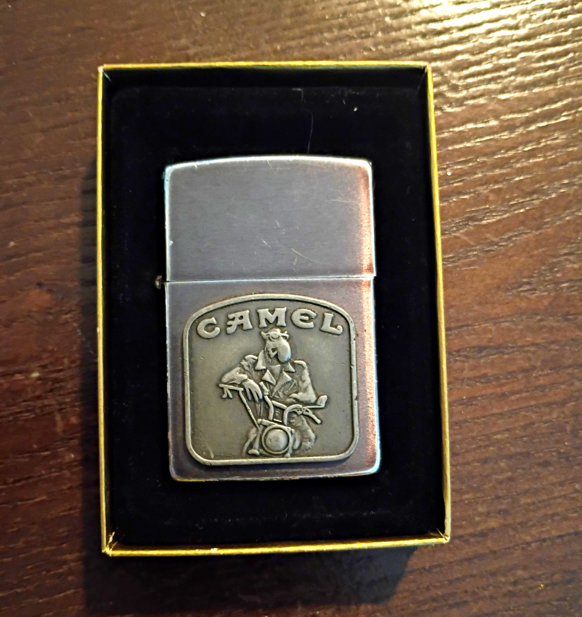 Vintage 1992 Camel Zippo Lighter Pewter Motorcycle Biker Emblem K VIII WORKING Vintage 1992 Camel Zippo Lighter Pewter Motorcycle Biker Emblem K VIII WORKING