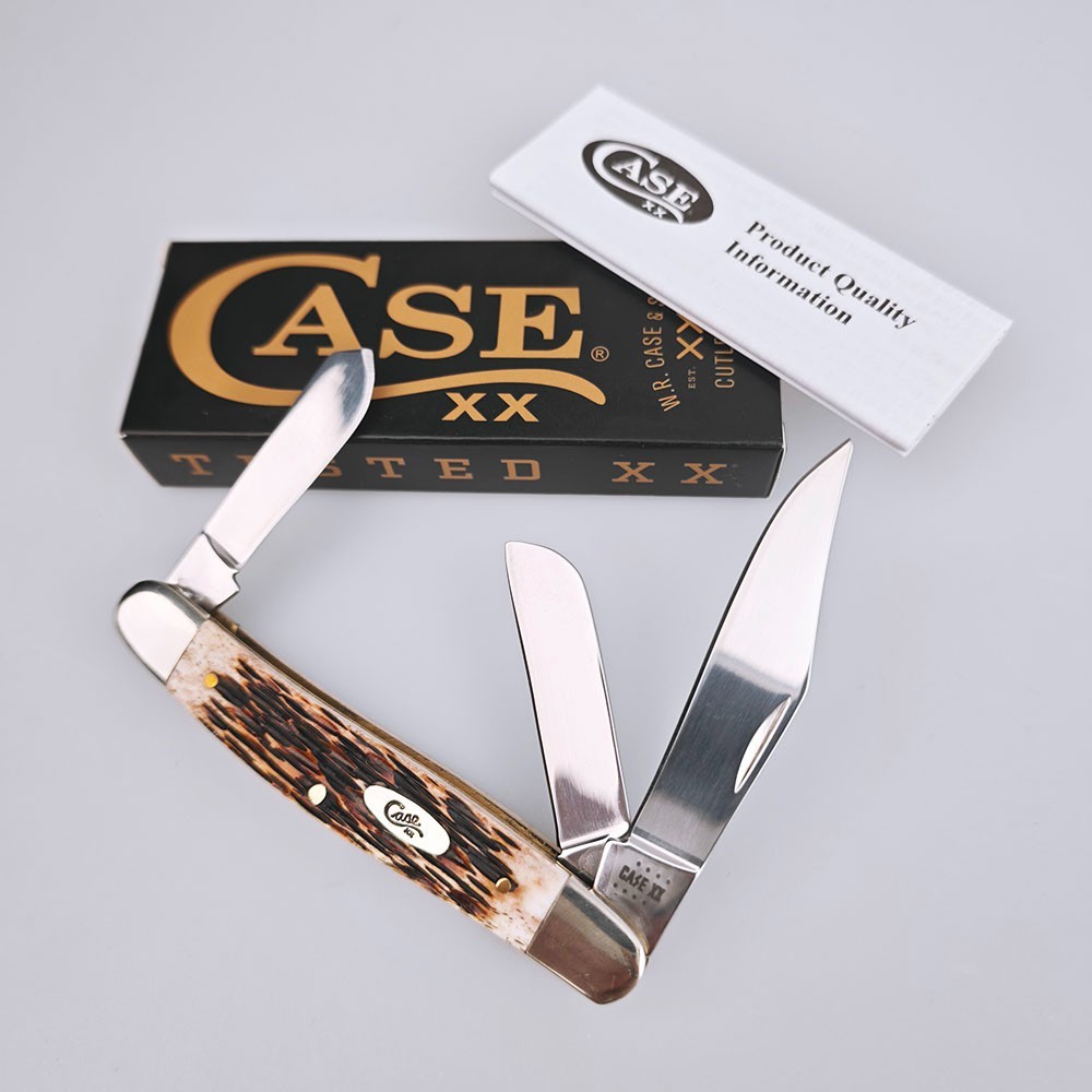 Case XX Jigged Amber Bone Stockman Stainless Pocket Knife 00128 With Box Case XX Jigged Amber Bone Stockman Stainless Pocket Knife 00128 With Box