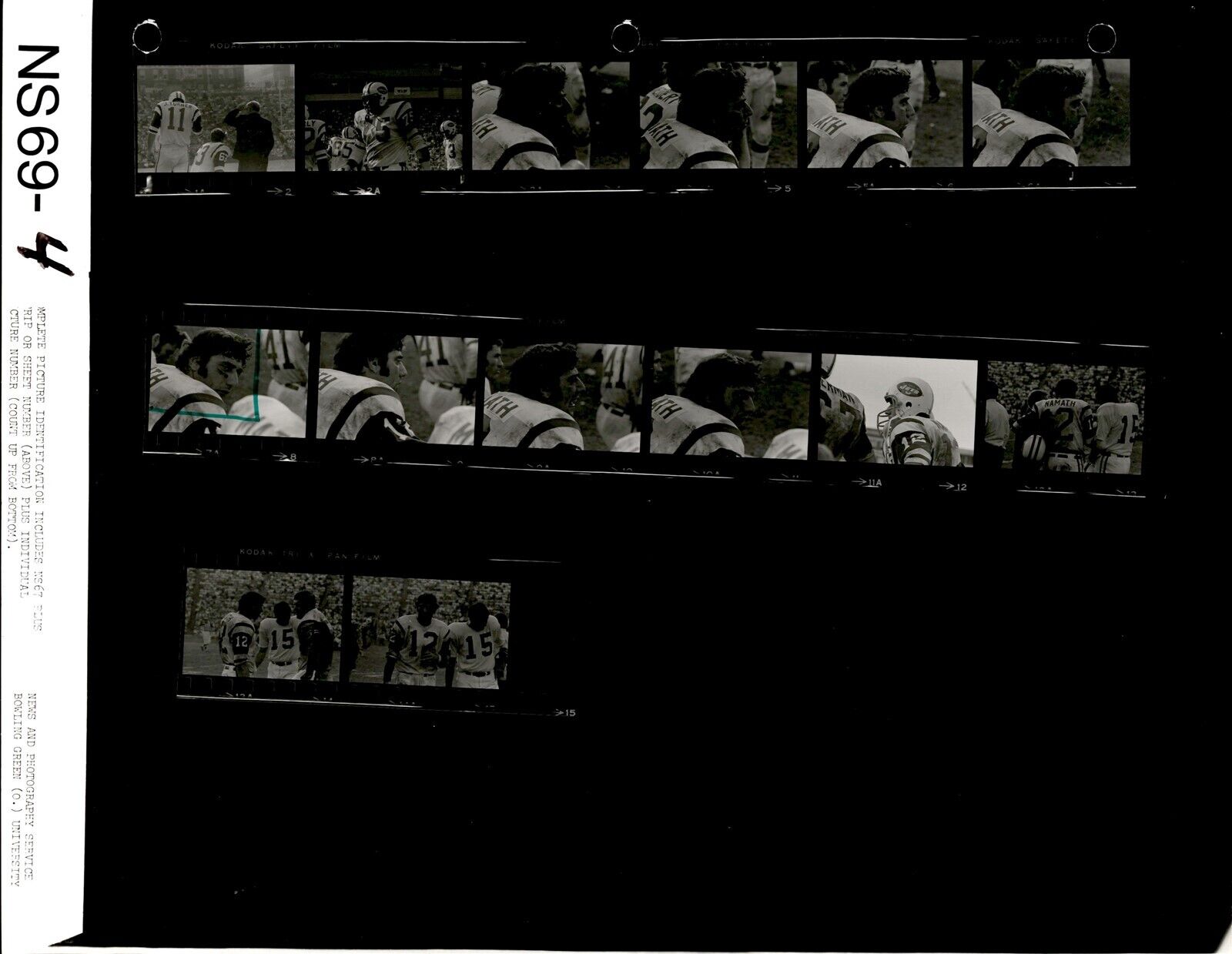 LD345 1969 Original Contact Sheet Photo CIN BENGALS vs NEW YORK JETS JOE NAMATH