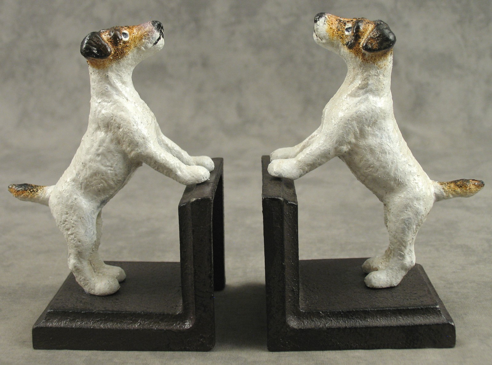 Pair JACK RUSSELL Fox Terrier Cast Iron HEAVY BOOKENDS Vintage Style Dog Decor
