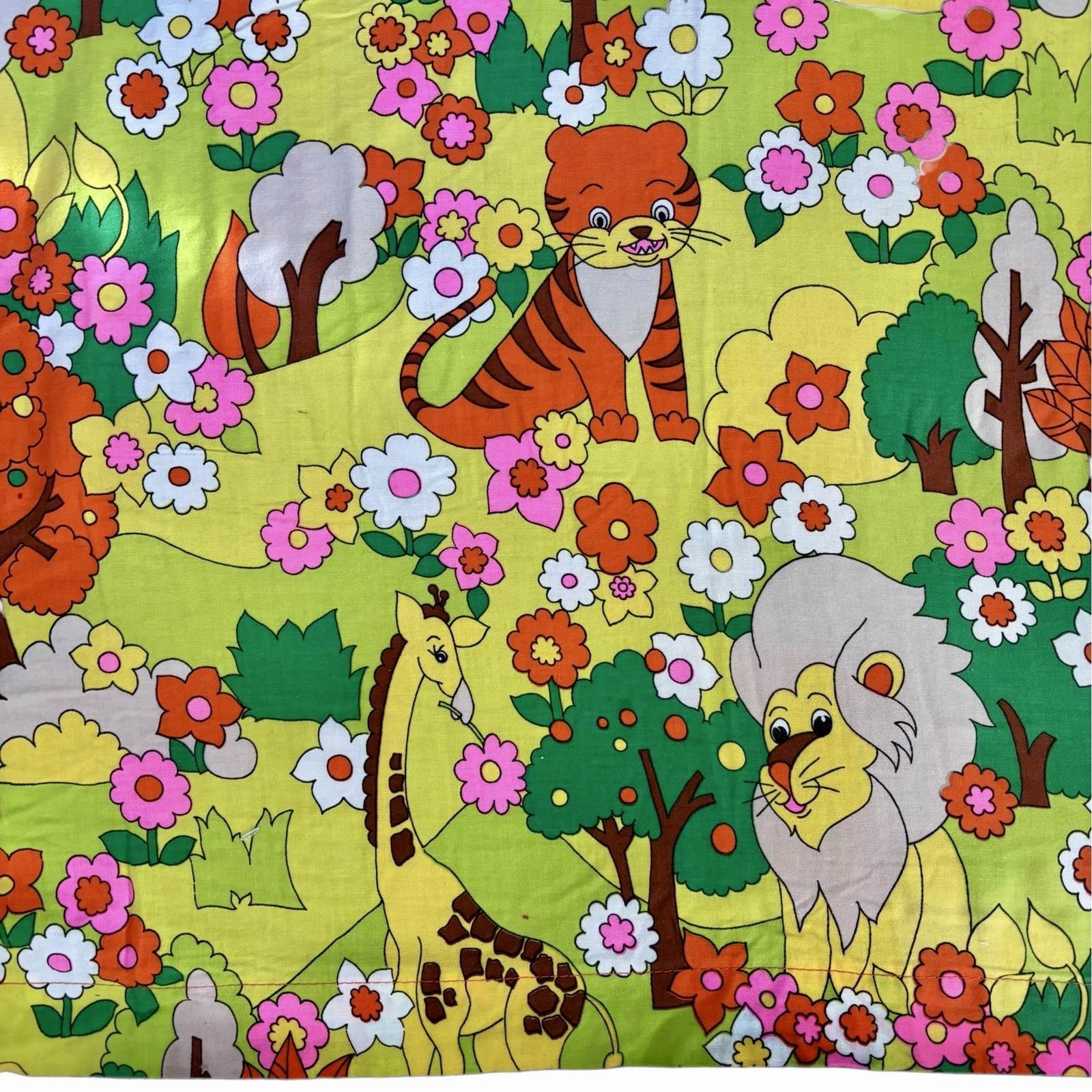 Vtg 70s Mod Novelty Colorful 3 Curtain Panels 39 X 37 Jungle Animals Yellow Pink Vtg 70s Mod Novelty Colorful 3 Curtain Panels 39 X 37 Jungle Animals Yellow Pink