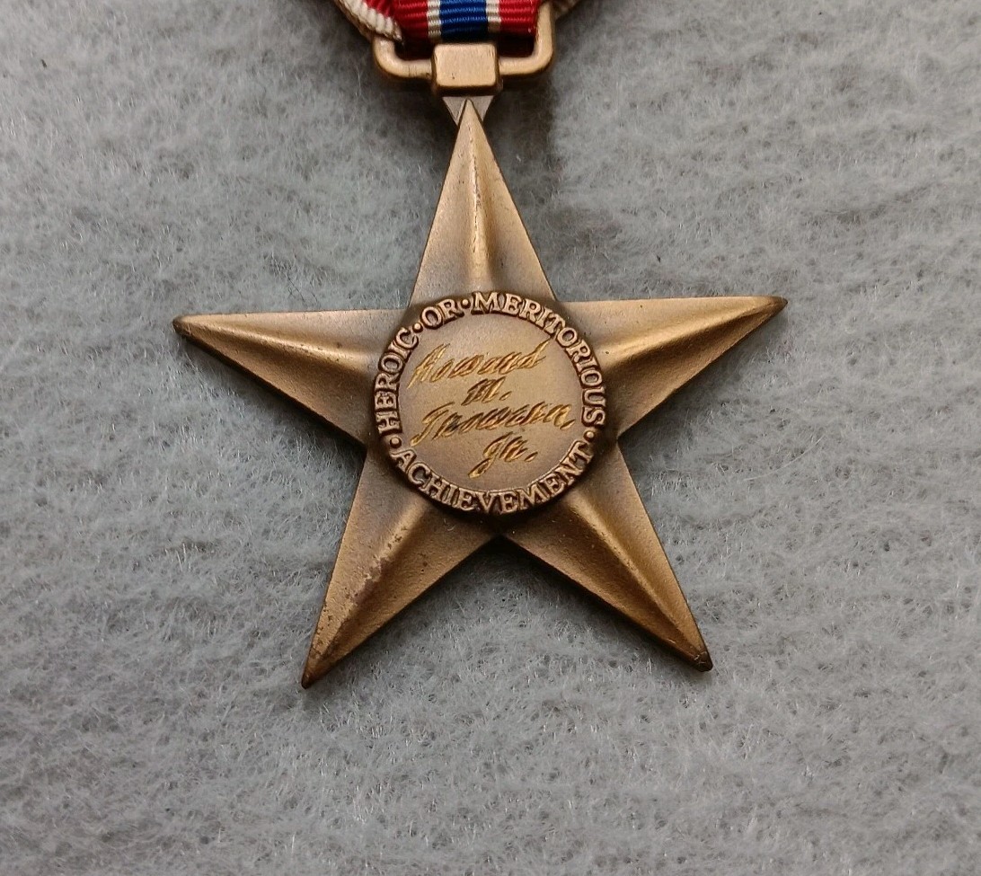 WWII Bronze Star Medal Engraved wounded in head Officer 87 Div 345th Infantry