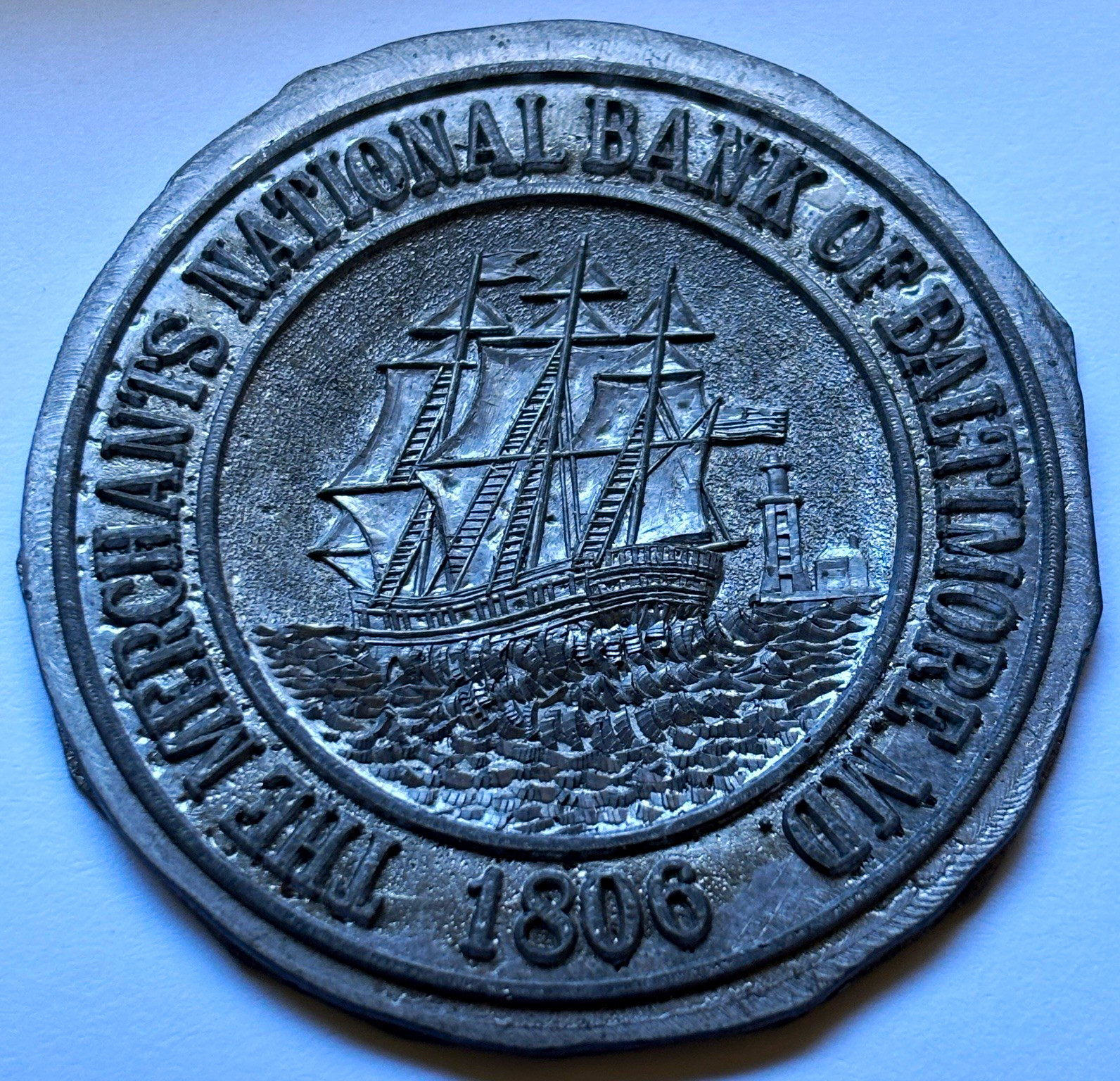 Vintage Merchants National Bank Baltimore MD 1806 Commemorative Token Vintage Merchants National Bank Baltimore MD 1806 Commemorative Token